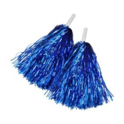 Par de pompones mechudos metálicos tipo lluvia con mango de plástico, variedad de colores / cheering squad / bt-1191