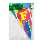 Banderin feliz cumpleaños con rayas de colores a-396