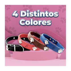 Collar ajustable de piel sintética con decoración de huellas metálicas talla M, variedad de colores / MAS.09.4.M