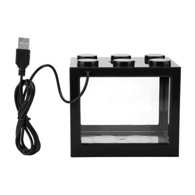 Mini pecera de escritorio transparente con luz led, variedad de colores / lu6046 / X106