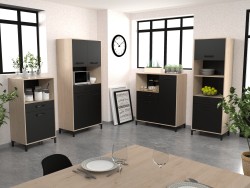 Alacena Elfron - Negro y Color Madera