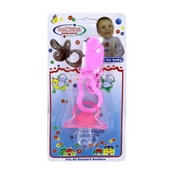 Chupón + cadena sujetadora con broche para bebé, variedad de colores bb6214