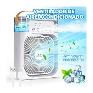Mini ventilador aire acondicionado usb con función de humidificador, luz y capacidad para 600ml / clr.64