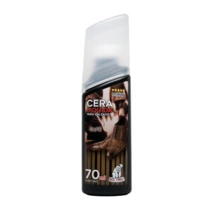 Bote de cera liquida para calzado en color café con aplicador de esponja, 70ml / 8501a