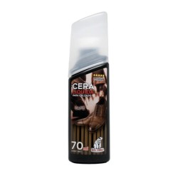 Bote de cera liquida para calzado en color café con aplicador de esponja, 70ml / 8501a