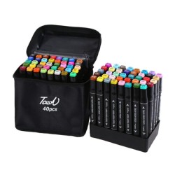 Estuche con 40 marcadores plumones touch youch youch doble punta de colores / 40pcs / lu6086
