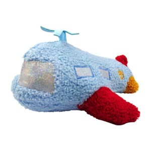 Peluche pequeño en forma de avión con textura de lana tipo borrego, 27cm / 73780