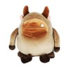 Peluche de toro café kawaii con cojín de viaje integrado, 32cm / la bella pandita / 488m