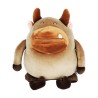 Peluche de toro café kawaii con cojín de viaje integrado, 32cm / la bella pandita / 488m