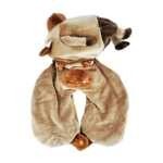 Peluche de toro café kawaii con cojín de viaje integrado, 32cm / la bella pandita / 488m