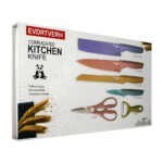 Juego de 4 cuchillos everywealth, evcrierh, evdrtverh, forging family o dvcretirh color pastel con tijeras y pelador / er-0278 /