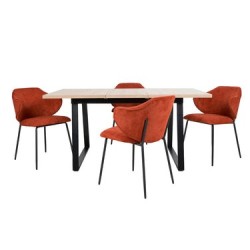 Mesa Aran Madera con 4 Sillas Suanna Roja