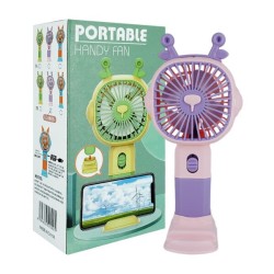 Mini ventilador de mano recargable con diseño de animalito, 16cm + cable de carga usb-plug, variedad de colores y modelos / hand
