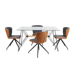 Mesa Macoba con 4 Sillas Vigo Gris / Café