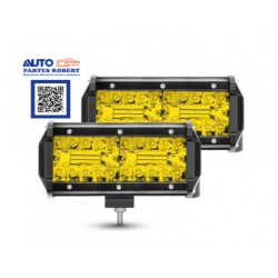 FAROS LED BARRAS 40 LED COLOR AMARILLO FUNCION FIJA Y ESTROBO EXCELENTE ILUMINACION TODO TERRENO OEM. FAL12Y-SAI