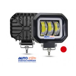 FAROS LED CUADRADO CON LUZ BLANCA 3 LUPAS ARILLO EN GEL COLOR ROJO EXCELENTE ILUMINACION JUEGO 2 PIEZAS OEM. FAL106R