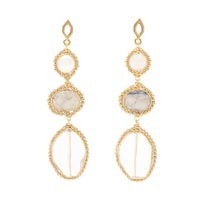 Aretes triple cuarzo con moonstone