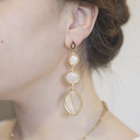 Aretes triple cuarzo con moonstone