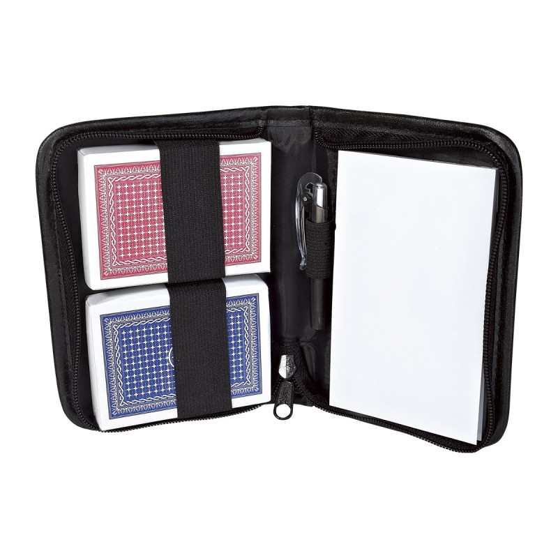 JUEGO DE CARTAS ROYAL Estuche de curpiel con 2 bar...