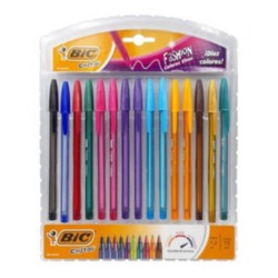 Plumas Bic Cristal Intenso Fashion Punto Grueso Colores Surtidos 1/12 Piezas 81992