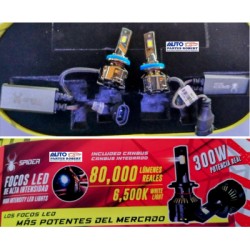 FOCO LED H11 SPIDER 80.000L 300W 6500K INCLUYE VELAS LED 158 CON CAMBUS LLAVERO Y GORRA DE REGALO OEM. EXTREMA ILUMINACION LED
