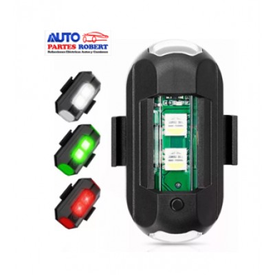 LUZ ESTROBO SEGURIDAD RECARGABLE IDEAL PARA BICICLETAS MOTOCICLETAS DRON EN TRES COLORES BLANCO ROJO VERDE FUNCION FIJA Y ESTROB