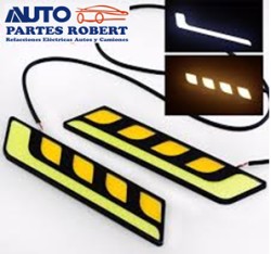 LUZ LED RIGIDA LUZ FIJA BLANCA Y DIRECCIONAL AMBAR JUEGO 2 PIEZAS CON ADHESIVO PARA PEGAR