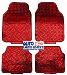 TAPETES HULE METALICO ROJO JUEGO 4 -PIEZAS OEM.