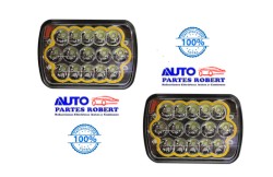 UNIDAD LED 6054 RECTANGULAR GRANDE ALTA Y BAJA CON FUNCION DE VELA EN MARCO AMARILLO TAMAÑO 7 OEM. 6054 LED JUEGO 2 PIEZAS
