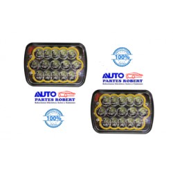 UNIDAD LED 6054 RECTANGULAR GRANDE ALTA Y BAJA CON FUNCION DE VELA EN MARCO AMARILLO TAMAÑO 7 OEM. 6054 LED JUEGO 2 PIEZAS