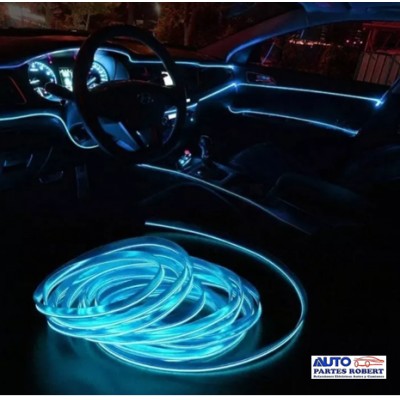 HILO LED PLANO FILO PARA EL TABLERO AUTO COLOR AZUL AGUA 3 METROS OEM.