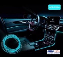 HILO LED PLANO FILO PARA EL TABLERO AUTO COLOR AZUL AGUA 3 METROS OEM.