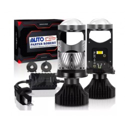 FOCO LED H4 CON LUPA 28.000 LUMENES CON CAMBUS LUZ EXTREMA JUEGO 2 PIEZAS OEM.