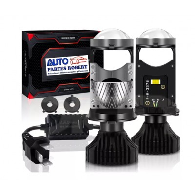 FOCO LED H4 CON LUPA 28.000 LUMENES CON CAMBUS LUZ EXTREMA JUEGO 2 PIEZAS OEM.