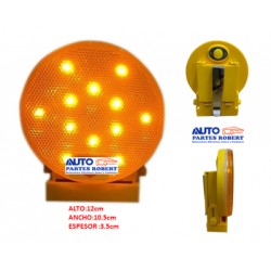 TORRETA LED PORTATIL REDONDA CON IMAN 3 FUNCIONES A SELECCIONAR ESTROBO AJUSTABLE 180 UTILIZA 2 BATERIAS TIPO AA MICA DE POLIOCA