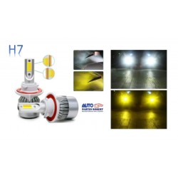 FOCO LED H7 BICOLOR BLANCO Y AMARILLO 2 CARAS 10.000 LUMENES SPEED TODO TERRENO AUTO MOTOCICLETA JEEP CAMION OEM.