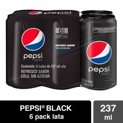 PEPSI BLACK SIN AZUCAR MINI LATA 237 ML 1/6 630406