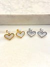 Arete Corazon Mini Perla Acero