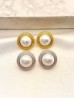 Arete Button Perla Acero