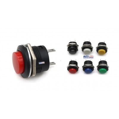 BOTON PUSCH MOMENTANEO REFORZADO 16mm 6 AMPERES 125 VOLTS AC OEM. PB-02