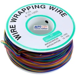 CABLE PLASTICO KYNAR AWG ELECTRONICA 8 COLORES CALIBRE 30 IDEAL PARA PRUEBAS DE PROYECTOS ESCOLARES DE ELECTRONICA ROLLO CON 25 