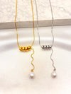 Collar Aros y Perla Acero