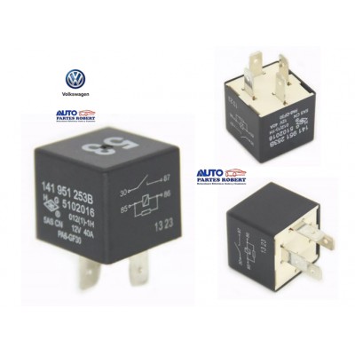 RELEVADOR 53 VW JETTA GOLF PASSAT AUDI A4 A6 4 TERMINALES 12 VOLTS 40 AMPERES CON RESISTENCIA OEM.141 951 253 B 5102016