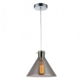 LAMPARA DECORATIVA COLGANTE E27 1 LUZ HUMO CRISTAL Y ACERO 125V NO INCLUYE FOCO