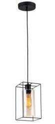 LAMPARA DECORATIVA COLGANTE E27 1 LUZ NEGRO 40W ACERO/CRISTAL NO INCLUYE FOCO CALUX