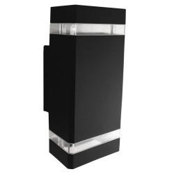 LAMPARA SUPERFICIE PARA MURO GU10 DECORATIVA 90-260V NEGRO ALUMINIO 2 LUCES NO INCLUYE FOCOS
