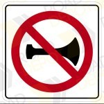 Calcomanía reflejante impresa de señal SR-33 PROHIBIDO EL USO DE SEÑALES ACÚSTICAS
