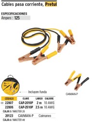 Cables pasa corriente 2 m, 125 A, 10 AWG, Pretul