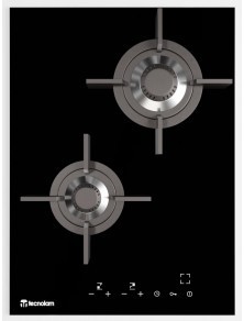 Parrilla Tecnolam tipo Domino Cristal Gas 2 Quemadores DLGAS2Q38