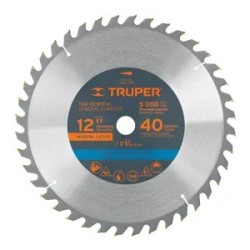 Disco sierra 12' para madera, 40 dientes centro 1', Truper